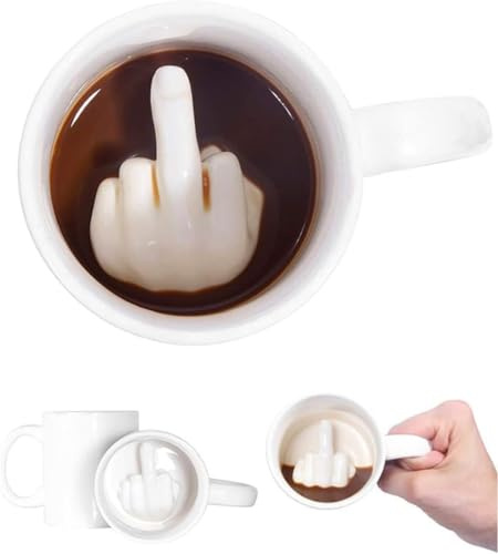 Lieblingstasse mit Spruch I Spülmaschinenfest und Beidseitiger Druck I Hochwertige Tasse in reinem Weiß I Kaffeebecher Lustig für die Arbeit, Büro mit Sprüchen (Mittelfinger)