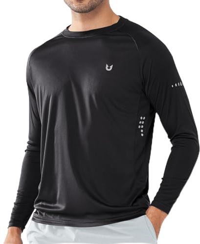 NORTHYARD Men's Sun Protection Shirts UPF 50+ Long Sleeve Swim Rash Guard Shirt Running Workout Athletic Hiking UV Fishing Black L