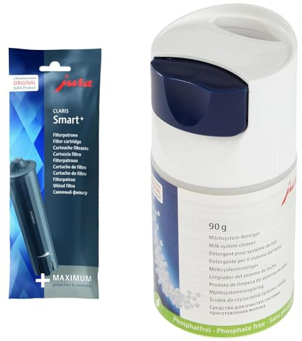 Jura 24232 Claris Smart+ Filterpatrone, 1er-Pack & 24158 Mini-Tabs mit Dosiersystem 90g Milchsystem-Reiniger