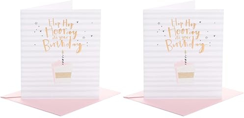 UK Greetings Birthday Card for Her/Friend - Cake Design (Pack of 2)