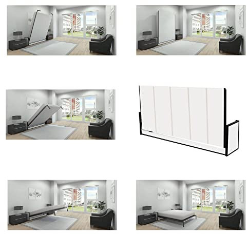 Wallbedking Horizontal Wandbett 190cm x 90cm - Klappbett Schrankbett Gästebett Einzelbett platzsparendes Funktionsbett Studiobett mit Gasdruckfeder Mechanismus für Schlafzimmer