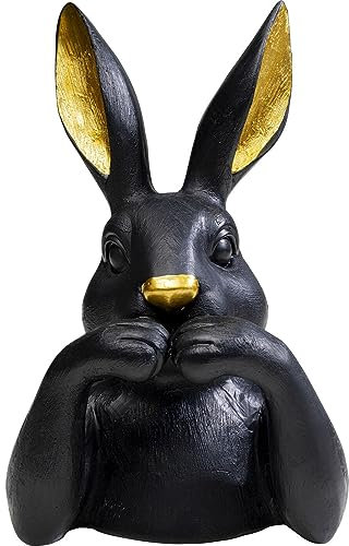 Kare Design Deko Figur Sweet Rabbit, Schwarz, Hase, Polyresin, Handbemalt, Unikat, teilweise Handarbeit, 23x14x13cm (H/B/T)