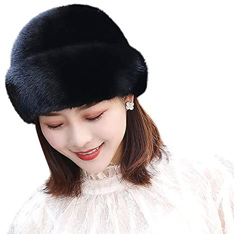 Pelzmütze Damen Kunstpelz Wintermütze Glockenhut Winddichte Fellmütze Plüsch Eimer Hut Bucket Hut Einfarbige Damenmütze Kuschelige Kunstfellmütze Winter Warmer Hut für Mitttlere und Ältere Menschen