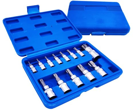 KSHAWO Torx Nuss Set | 13-tlgTorx T8/T10/T15/T20/T25/T27/T30/T40/T45/T50/T55/T60/T70 Bit Satz Innentorx 1/2 | 3/8 | 1/4