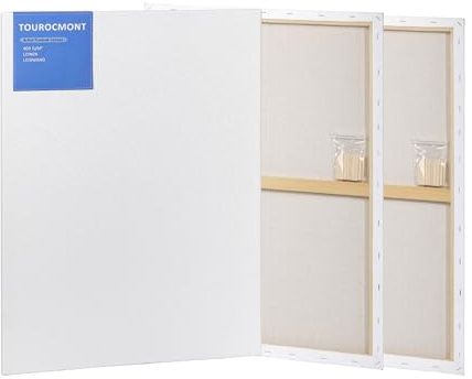 3 Stück Leinwand 60x90cm Keilrahmen aus Leinen 440 g/m² Leinwand Set Maltuch zu bemalen Säurefrei weiß grundiert für Acrylfarbe, Ölfarbe, Gouache