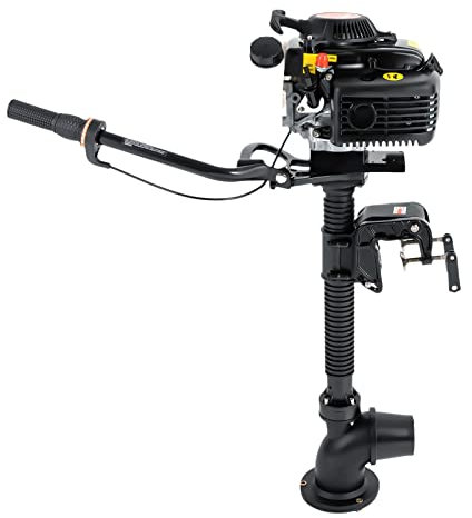 55cc 4 Takt Bootsmotor, 4.0hp Außenborder Benzin, Bootsmotor Motoren mit 360°Drehung CDI-Zündsystem Kompletter Bausatz für Gummiboote Holzboote Fischerboote