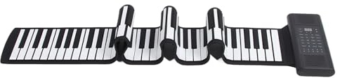 Plyisty Pianoforte con Tastiera Roll Up a 88 Tasti, Pianoforte Digitale Portatile Ricaricabile con 128 Toni, 128 Ritmi, Uscita MIDI, Supporto per Piano a Mano, 14 Brani Demo