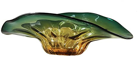 XXAezr Cesta Fruta Frutero de Vidrio Arte Moderno Plato de Fruta de Gran Capacidad Sala de Estar en casa Mesa de Comedor Plato de Fruta Transparente Plato de Dulces en Forma de Abanico Verde Fruteros