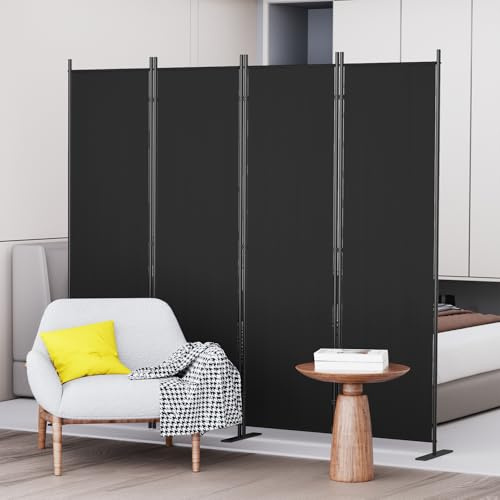 C-Hopetree 4 Panels 6 Ft Room Divider and Folding Privacy Screen, Indoor Fabric Portable Partition and Separation Wall for Home