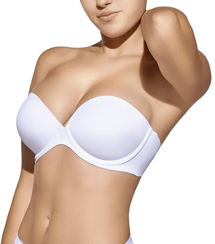 Selene, Reggiseno Donna a Fascia, con Coppe Leggermente Imbottite e Ferretto, Collezione Dana, Colore Bianco, Taglia 6B