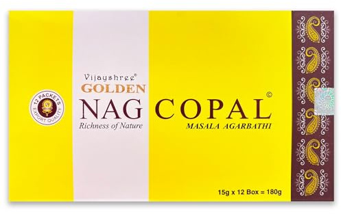 Lamare by Vijayshree Golden Nag Incense Sticks 180 g - 12 confezioni da 15 g - Aromaterapia - Meditazione - Yoga - Imballaggio ecologico (Copal)