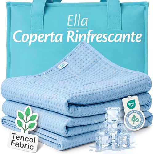 Coperta Rinfrescante Estiva, Coperta Refrigerante Letto in Tessuto Tencel Traspirante, Coperta Raffreddante Fresca per Dormire Bene, 135x200cm - Celeste