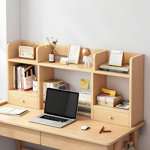 Schreibtischaufsatz nur mit Oberseite, Schreibtisch-Bücherregal aus Holz, Aufbewahrungsregal, Arbeitsplatten-Organizer über dem Computer für Zuhause, Wohnheim, Bürobedarf (dunkelbraun, mittel)