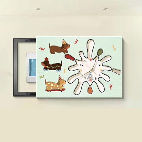 cache tableau electrique decoratif Couvercle De Boîte De Compteur Électrique Avec Horloge, Tableau Mural Suspendu Pour Interrupteur De Sécurité/décoration Artistique, Boîte À Fusibles De Panneau Élect