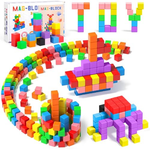 AQXONG 80Pcs Magnetische Bausteine Spielzeug, Magnetisches Bauspielzeug, Puzzle Baustein, Magnetisches Konstruktions Spielzeug für Kinder, Geeignet für Jungen und Mädchen ab 3 Jahren