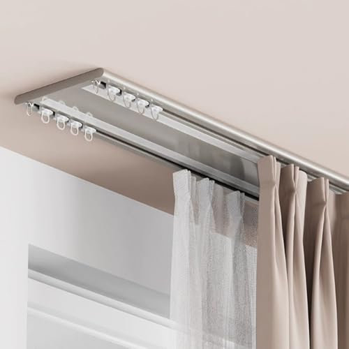 MZQMK Robusto Binario per Tende da Esterno Bastone Binario A Soffitto in Alluminio, per Finestre E Tende Divisorie(Champagne,5m(16.4ft))