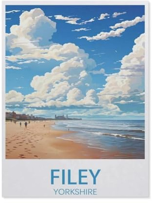 Jigsaw Puzzle 1000 Pieces，Filey Yorkshire Vintage Travel Posters，paper Adult Toys Decompression Game（38x26cm）-AT81