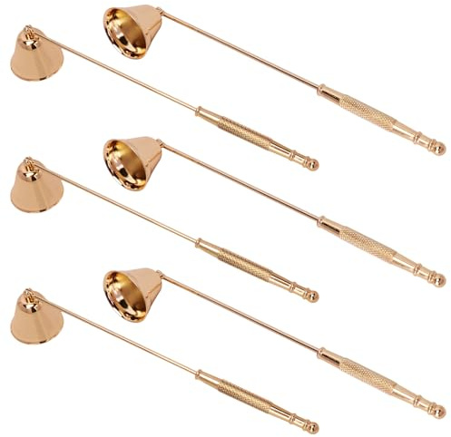 Biugaaufai 6 Pack Golden Candle Snuffer Vintage, Premium Stainless Steel Wick Flame Extinguisher, 8.3 Inch Wick snuffer with Long Handle, Elegant Design for Candles, Candle Accessory for Candle Lovers