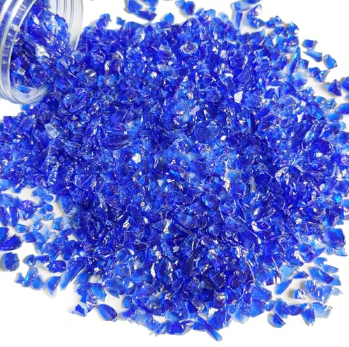 425g Crushed Glass Broken Glass Chips 3-8mm for Resin Arts,DIY Crafts,Vase Filler, Candle Holder Stones, Terrarium Succulent Decor, Epoxy Craft Material,Gulan