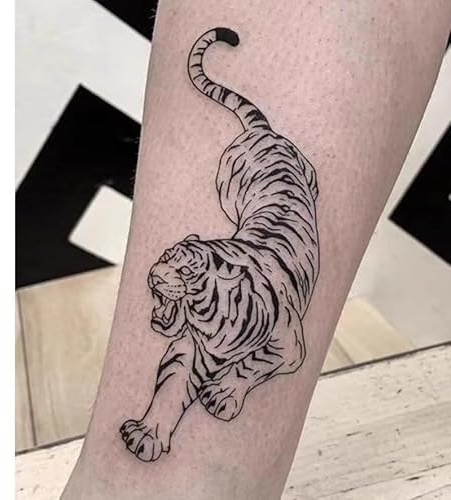 2Pcs Herbal Temporary Tattoos Stickers Fake Tattoos Tiger Tiger Down The Mountain Female Male Semi-Permanent Non-Reflective Waterproof Lasting 2 Weeks
