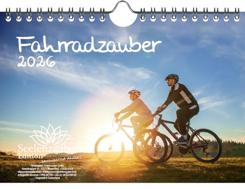 Fahrradzauber DIN A5 Kalender für 2026 Fahrrad - Geschenkset Inhalt: 1x Kalender 1x Weihnachtsanhänger 1x Grußanhänger (gesamt 3 Teile)