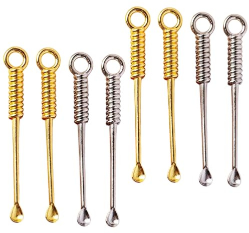 8 cucharas de metal pequeñas para rapé con forma de cuchara para medicina, polvo, collar, colgantes
