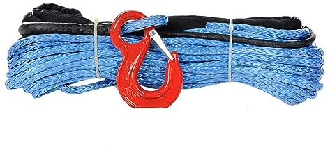 Ligne de treuil synthétique Uhmwpe avec Crochet for Outils de véhicule Tout-Terrain 4x4, Corde de 10mm X 30m, 20,500lbs(Blauw)