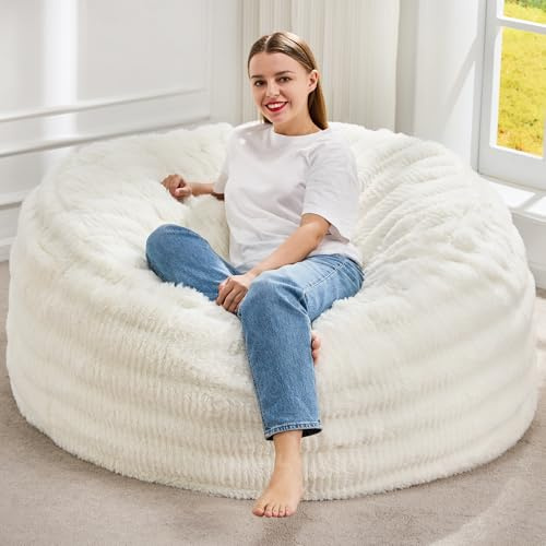 Hobestluk Bean Bag Chair Giant Beanbag Washable LivingRoom 4FT White Adult