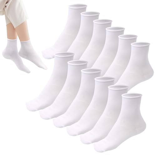 Soleeya 6 Pares Calcetines Mujer de Algodón Sin Costuras 35-40 | Suave y Transpirable | Calcetines Delgados Primavera y Verano para Deporte Trabajo Casual (FR/ES, Números, 40, Regular, Regular, a)