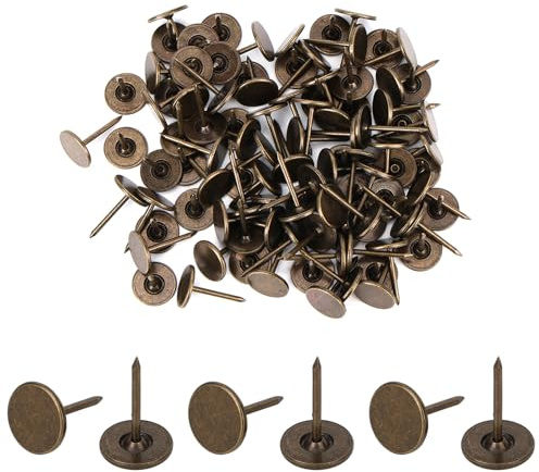 100 pezzi Puntine da Disegno Resistenti, Puntine Testa Piatta per Bacheche Chiodi Decorativi per Pareti Foto Appese Casa Mobili Divani Artigianato Ufficio Decorazioni Fai Da Te (Bronzo)