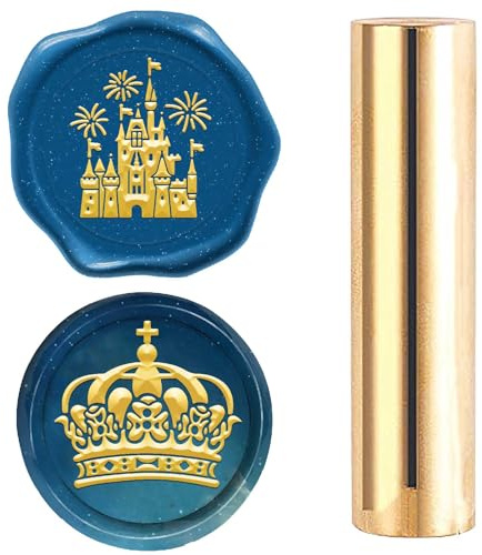 craspire Messing 2 Stile Muster Kopf Wachs Siegelstempel Krone Schloss Gravur 15mm Mini Gravur Vintage Wachs Siegelstempel Hochzeitseinladungskarte Geschenkverpackung Weinpaket
