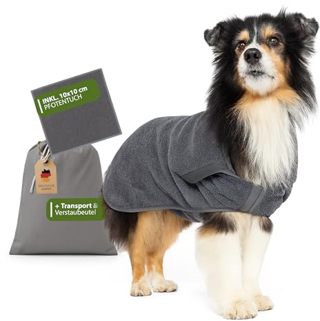 Kamboh® - Premium Hundebademantel inkl. Pfoten-Handtuch 100% Frottee-Baumwolle (Gr. XS kleine Hunde 5-7kg) - Bademantel & Hundemantel (extra saugfähig) - Hunde-Handtuch & Badetuch verstellbar