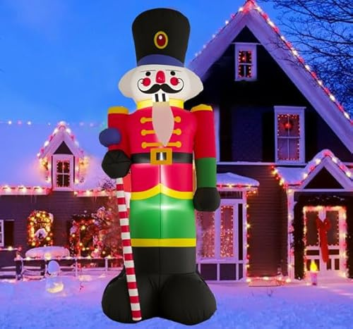 Cascanueces inflable de Navidad de 8 pies de alto, decoración de patio de soldado, gigante, con iluminación integrada, cascanueces de Navidad, jardín, césped (soldado)