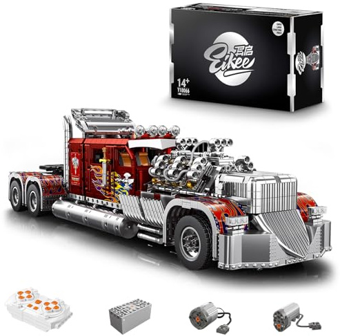 VLites Y18066 Technik Groß LKW Bausatz Bausteine, 3485 Teile THOR-24 Truck Klemmbausteine MOC Modellbausatz Bausteinset (Dynamische Version)