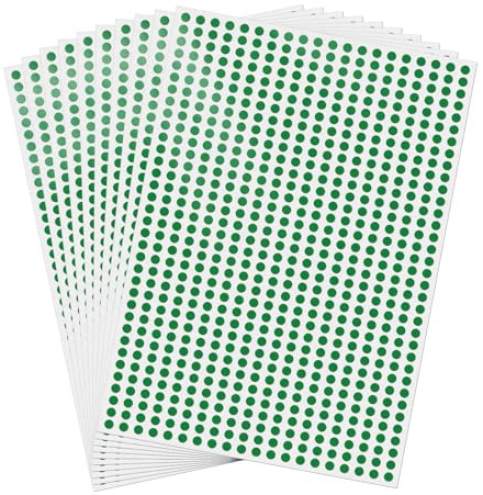 FINDAT 7000 Stück, 6.3 mm Klebepunkte Runde Punktaufkleber Etiketten Grün | Selbstklebend, wasserfest, Vinyl, Kalender, Büro, Schule, Farbcodierung, Markierungspunkte