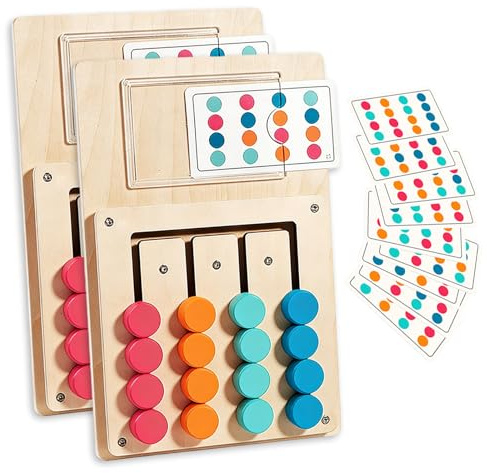 LEKEFETO Lot De 2 Jeux Pour La Démence Avec 24 Cartes, Jeux De Mémoire De Couleur En Bois Pour Personnes Âgées Et Adultes