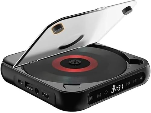 Portable CD Player for Car with Bluetooth 5.3, Rechargeable Mini CD Player with HiFi Speakers, USB/AUX Support, Compact Lightweight Personal for Home Travel Office(Black)