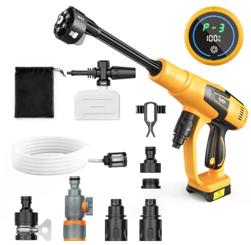 Idropulitrice senza fili compatibile con batteria DeWalt da 20 V, Ecarke 1200 PSI portatile con ugello 6 in 1, cannone in schiuma, per la pulizia di pavimenti e recinzioni dell'auto (solo strumento)