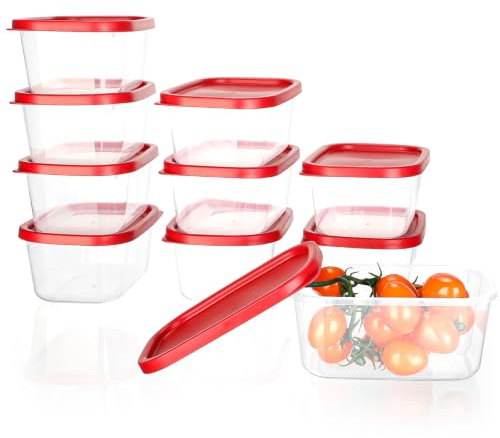 VINATO Set 10 Contenitori Hermetici 710ml - Rettangolari, Impilabili, Microonde - Senza BPA, Per Cucina, Meal Prep, Congelatore & Conservazione Cibo - Include 12 Etichette