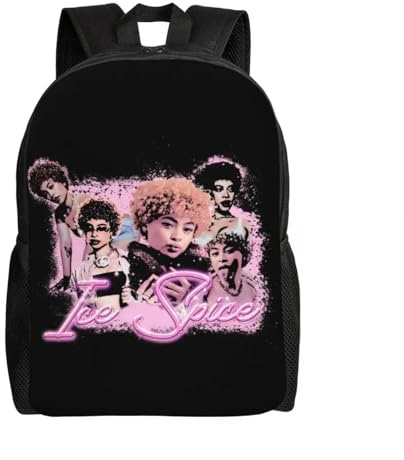 ASDCTYTKO Maßgeschneiderter Ice Spice Collage Hiphop-Musik-Rap-Rucksack für Männer Frauen College-Schüler-Büchertasche passt 15-Zoll-Laptoptaschen Festivalgeschenk