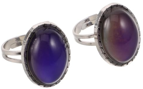 Abaodam Anello Ovale Vintage da Donna che Cambia Colore con Pietra Acrilica Sensibile alla Temperatura, Regolabile per Occasioni Speciali e Uscite Casual