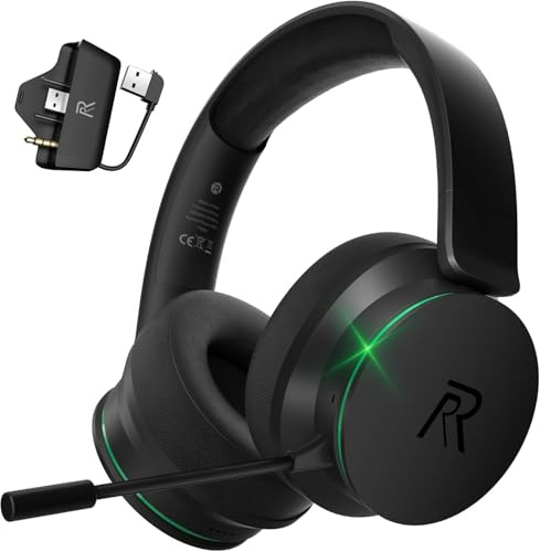 Wireless Gaming Headset for Xbox Series X|S, Xbox One, PS5, PS4, Bluetooth 5.3 Wireless Gaming Headphone, PC Headset with Noise Cancelling Microphone, 3D Surround Sound, 45H Battery, Black Green Color