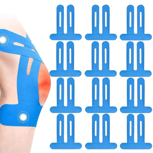 Mockotta 12 Stück PreCut Kinesiotapes Knie,Wasserdichtes und Atmungsaktives Kinesiotapes Vorgeschnitten,Geeignet für Knie,Muskelunterstützung, Knie Tape für Laufen, Training und Regeneration(Blau)