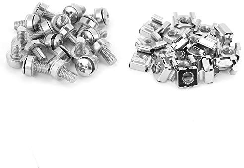 20 tornillos para bastidor y tuercas enjauladas, tornillos de montaje en bastidor, tuercas de inserción cuadradas de hierro niquelado para ferrocarriles, vehículos, gabinetes de (M6*16(20PCS))
