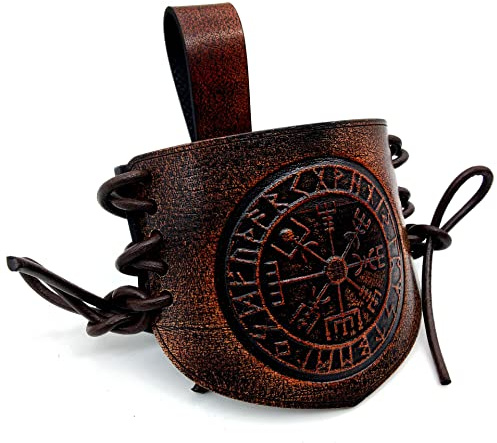 5MoonSun5's Medieval Viking Leather Belt Attachment Genuine Leather Hanger/Holster/Holder for 12 to 16'' Viking Drinking Horn Handcrafted Accessory securely attaching it to your belt, bag,or backpack