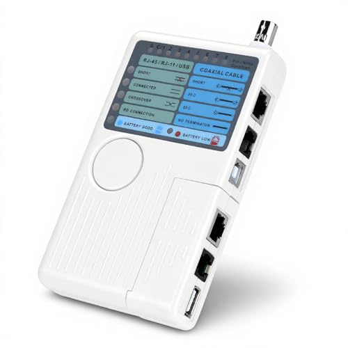 ASHATA Netzwerk Kabeltester,RJ45 / RJ11 / USB/BNC Patchkabel Tester/Leitungstester,Professionell Netzwerk Werkzeug LAN Network Kabel Tester Detektor für RJ45/RJ-11/USB/BNC Kabel