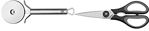 WMF Profi Plus Cortador De Pizza, Acero Inoxidable Pulido + Touch Tijeras De Cocina, Acero Inoxidable, Negro, 21Cm