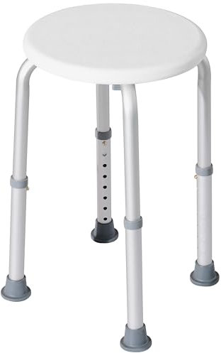 HOMCOM Shower Chair, Adjustable Height Shower Stool with Aluminium Frame and Non-Slip Feet, Bathtub Stool Seat for Elderly Disabled Handicap, White