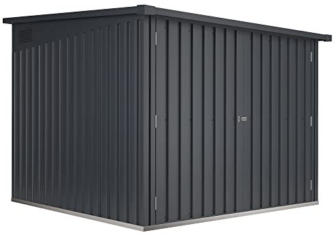 Wasabi - Armadio in Metallo per Biciclette 4,2m2 Moser – 204x206x163cm - Binari inclusi per 4 bici – Porta Doppia Ampia – Chiusura con Catenaccio – Prese d'Aria per Ventilazione – Armadio Esterno