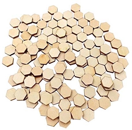 HEALLILY 200 stück 10/12 5mm sechseckige stücke holzschmuck holzscheiben scheiben Ornamente verschönerung DIY Handwerk Dekorationen für Hochzeit
